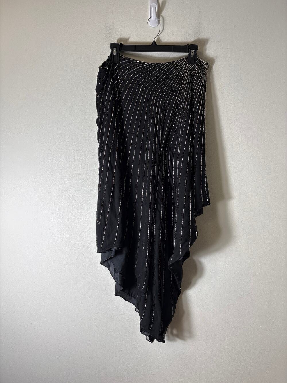 Parker Black and Silver Beaded Special Occasion Poncho Sz 6